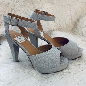 Silver glittery high heels